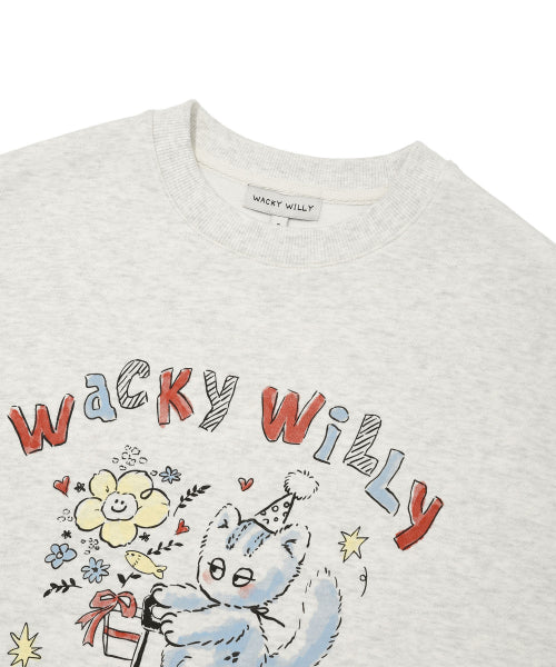 Women's Vintage Graphic Semi-Oversized Fit Sweatshirt Oatmeal