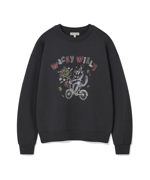 Women's Vintage Graphic Semi-Overfit Sweatshirt Gray