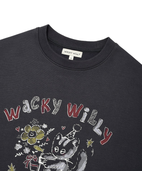 Women's Vintage Graphic Semi-Overfit Sweatshirt Gray