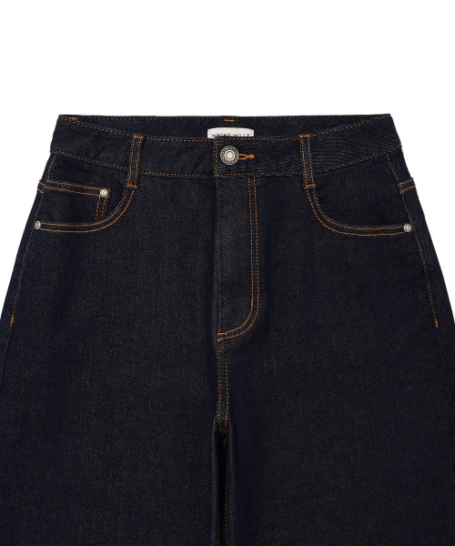 Women's Semi-Wide Denim Pants Indigo