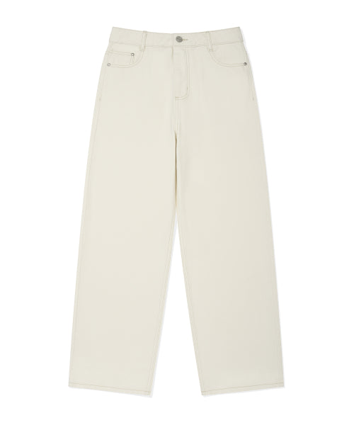 Women's Semi-Wide Denim Pants Cream