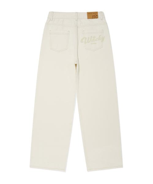 Women's Semi-Wide Denim Pants Cream