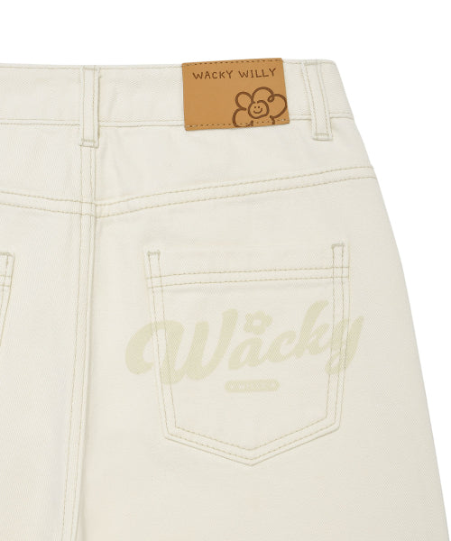 Women's Semi-Wide Denim Pants Cream