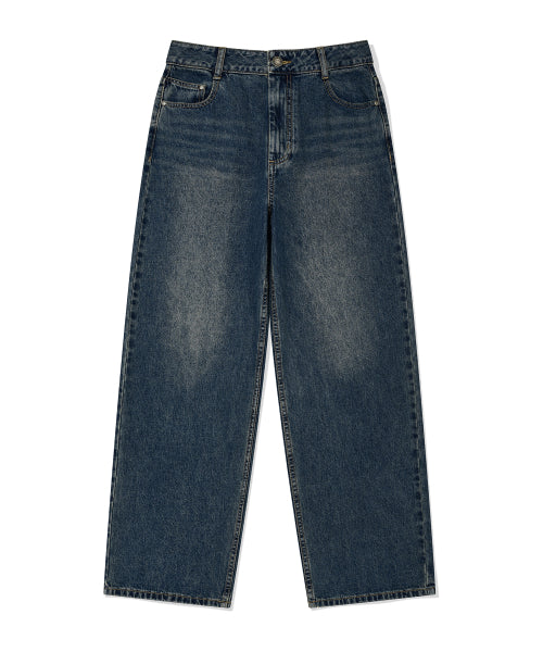 Women's Semi-Wide Denim Pants Blue