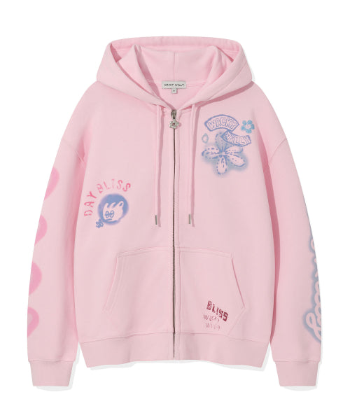 Women's Flower Graphic Hooded Zip-Up Pink