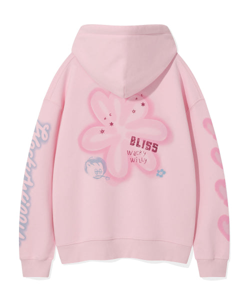 Women's Flower Graphic Hooded Zip-Up Pink