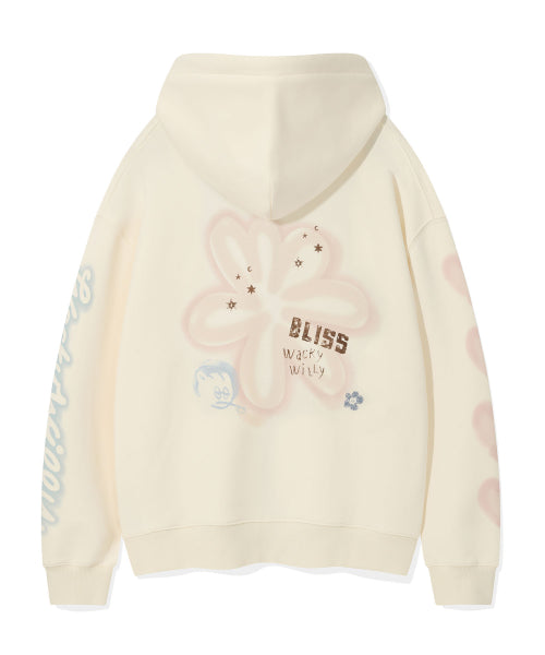 Women's Flower Graphic Hooded Zip-Up Cream