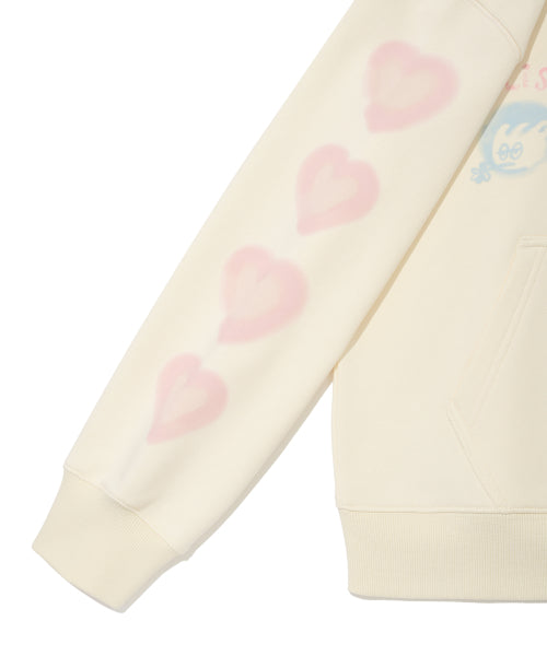 Women's Flower Graphic Hooded Zip-Up Cream