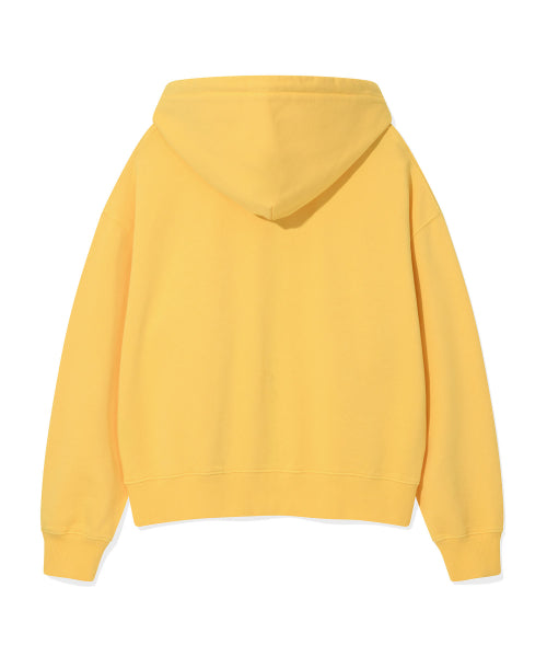 Women's Pigment Washing Applique Hooded Zip-Up Yellow