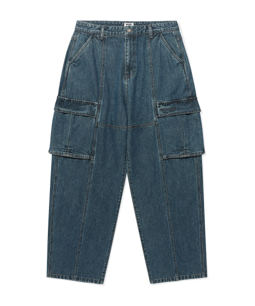 Cargo denim pants. Indigo