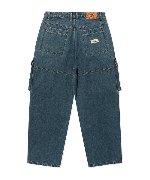 Cargo denim pants. Indigo