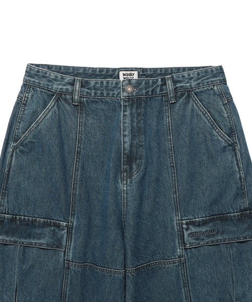 Cargo denim pants. Indigo