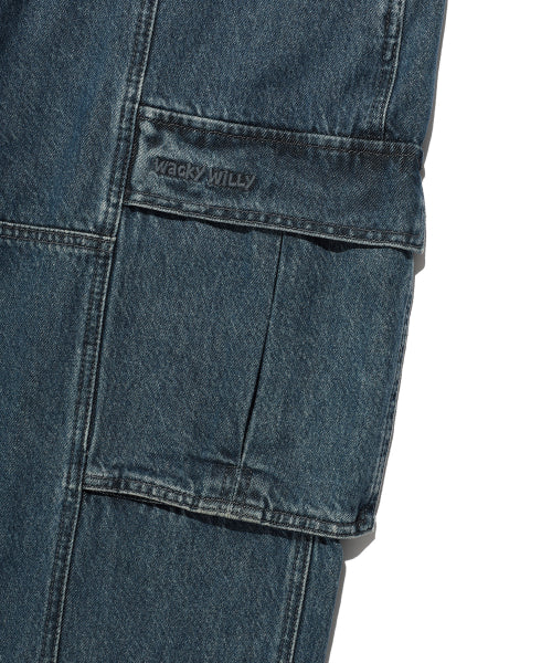 Cargo denim pants. Indigo