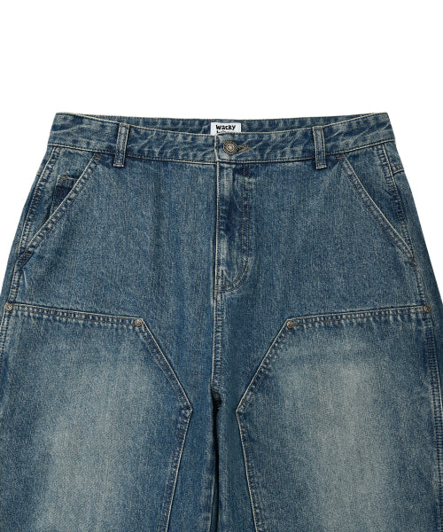 Double denim pants are indigo