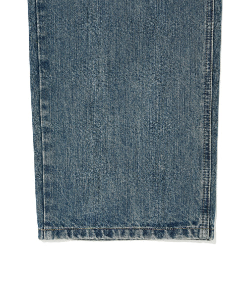 Double denim pants are indigo