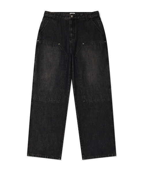 Double denim pants black