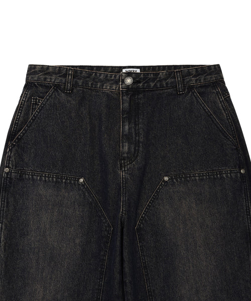 Double denim pants black