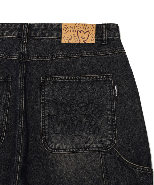 Double denim pants black