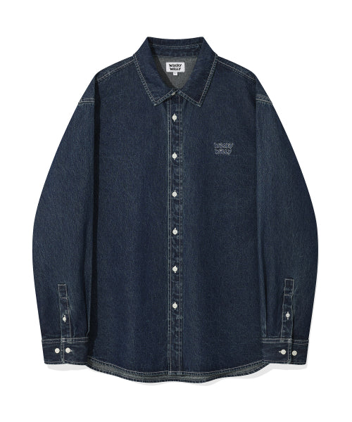 Denim long-sleeved shirt indigo