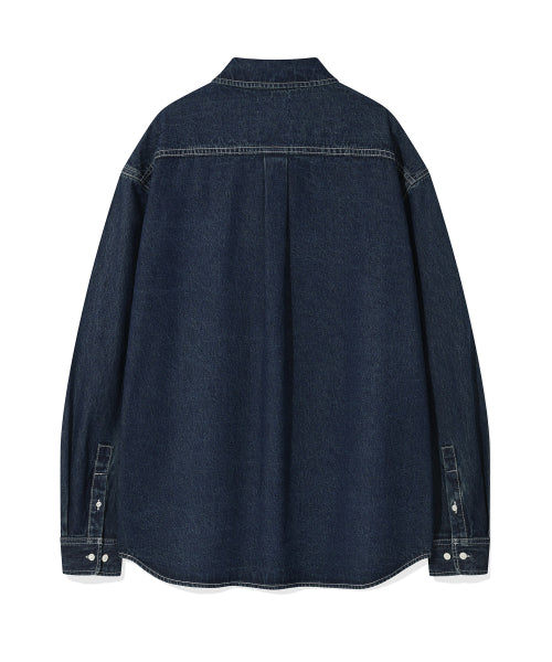 Denim long-sleeved shirt indigo