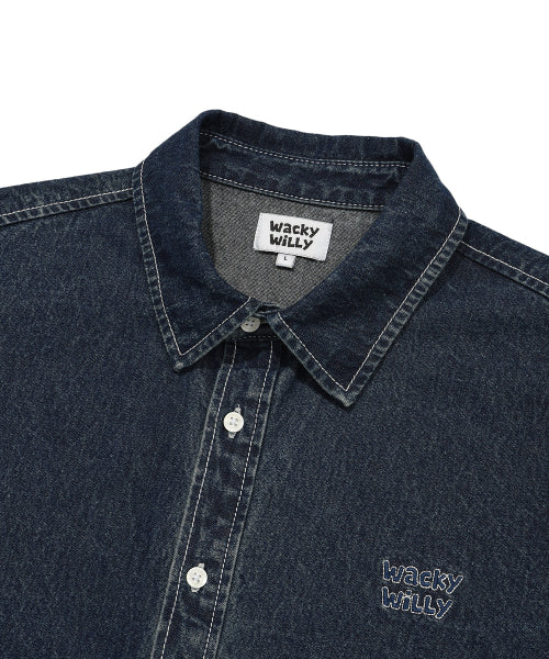Denim long-sleeved shirt indigo