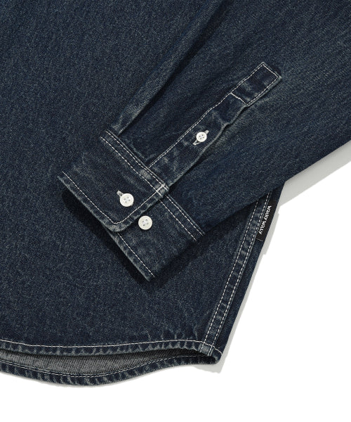 Denim long-sleeved shirt indigo