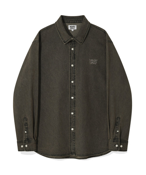 Denim Long-Sleeved Shirt Brown