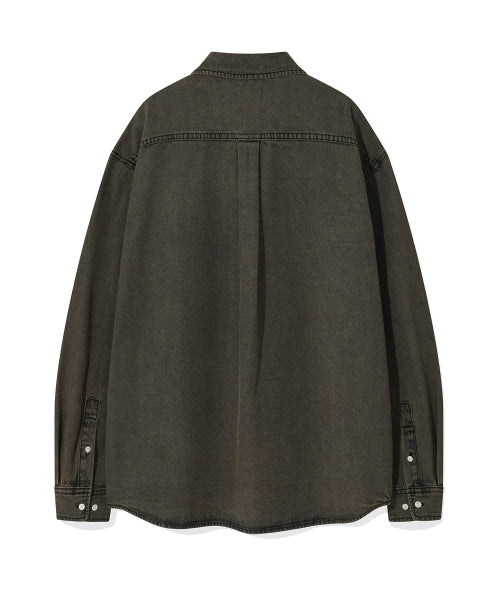 Denim Long-Sleeved Shirt Brown