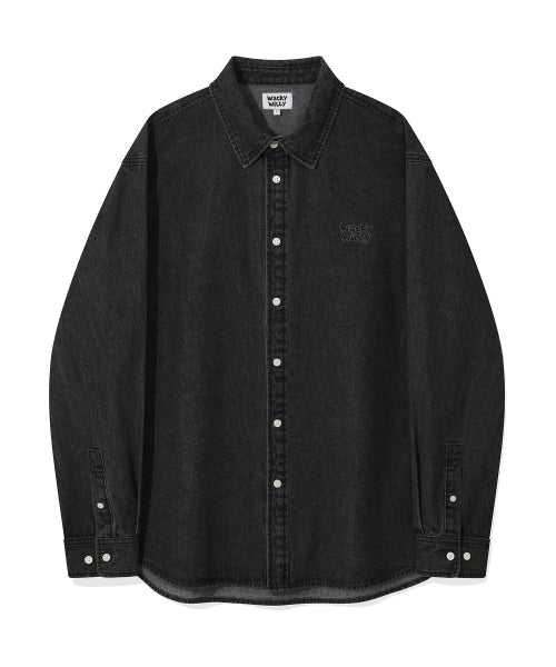 Denim long-sleeved shirt black