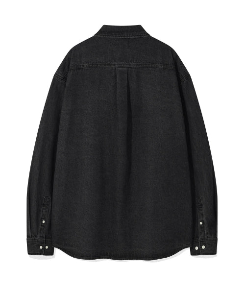 Denim long-sleeved shirt black