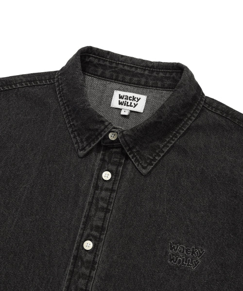 Denim long-sleeved shirt black