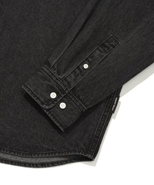 Denim long-sleeved shirt black