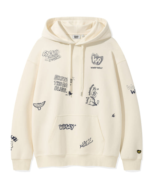 Spray Graphic Hood Sweat Cream