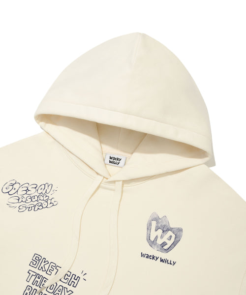 Spray Graphic Hood Sweat Cream