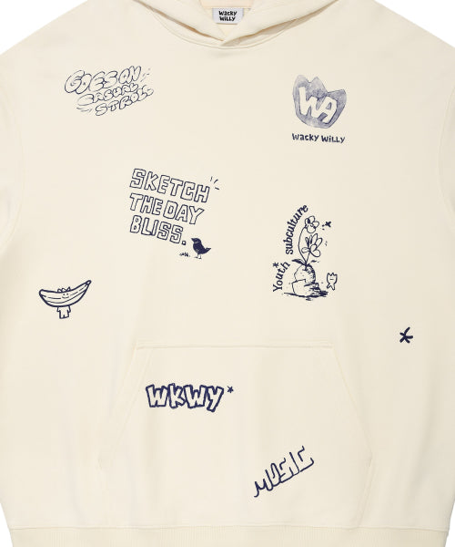 Spray Graphic Hood Sweat Cream