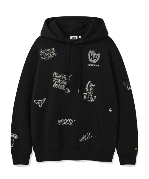 Spray Graphic Hood Sweat Black