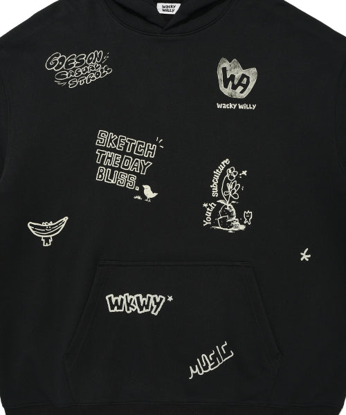 Spray Graphic Hood Sweat Black