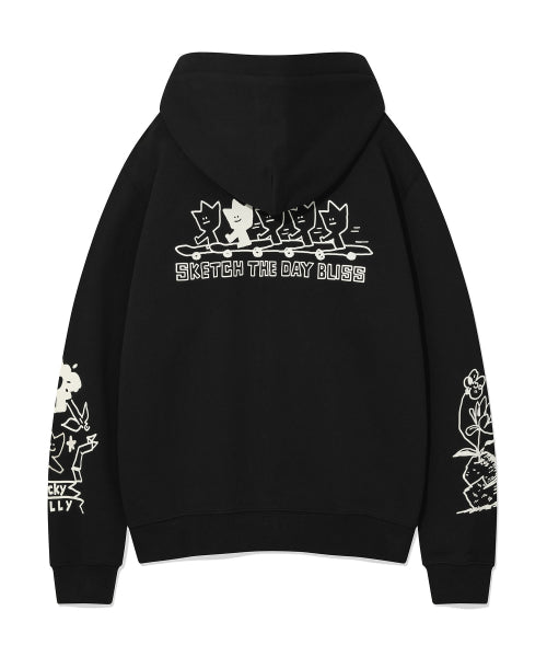 graffiti graphic hood zip-up black