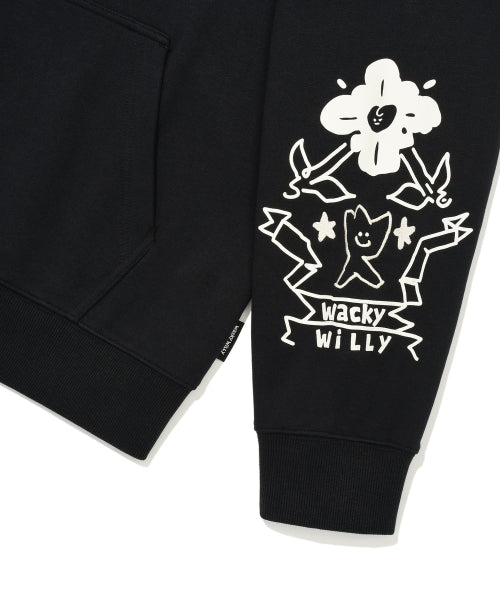 graffiti graphic hood zip-up black