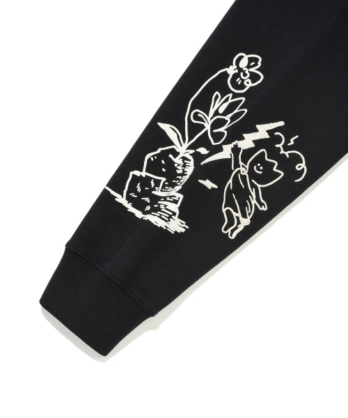 graffiti graphic hood zip-up black
