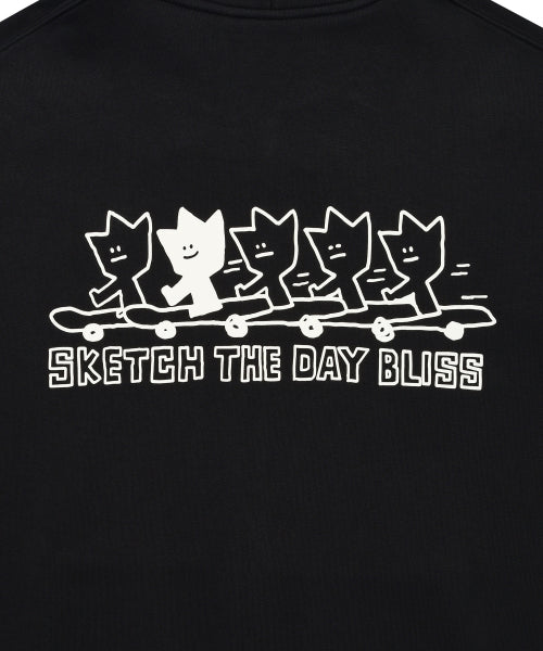 graffiti graphic hood zip-up black