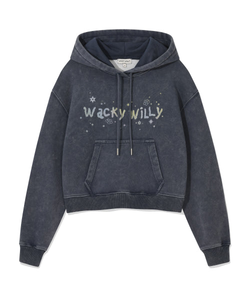 Women's Snowwashing Graphic Crop Hoody Navy