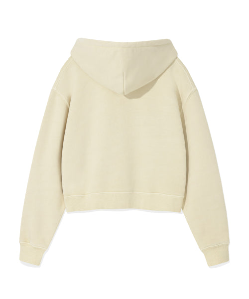 Women's Snowwashing Graphic Crop Hoodie Beige