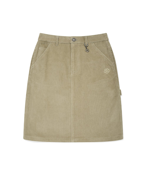 Women's Corduroy Carpenter Midi Skirt Light Khaki
