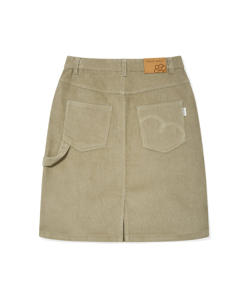 Women's Corduroy Carpenter Midi Skirt Light Khaki