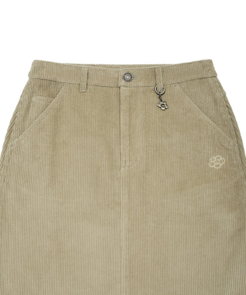 Women's Corduroy Carpenter Midi Skirt Light Khaki