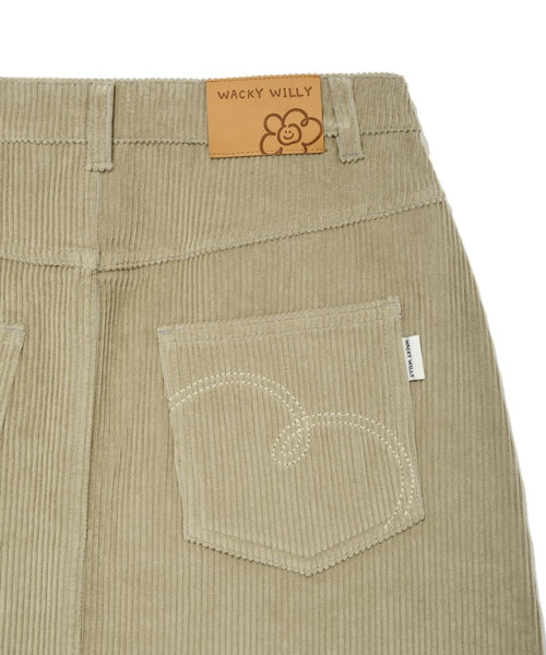 Women's Corduroy Carpenter Midi Skirt Light Khaki