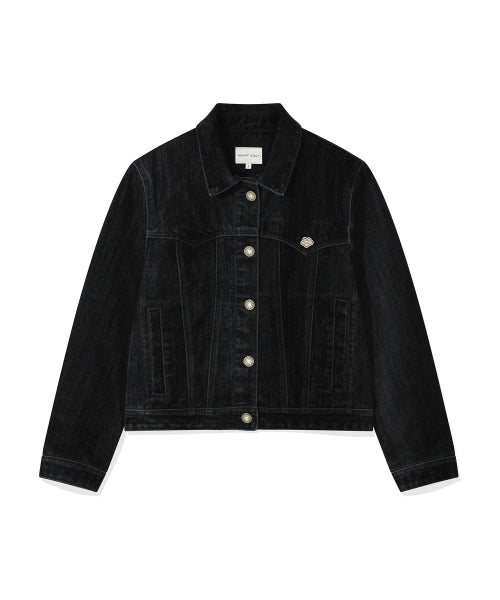 Women's Velvet Denim Tracker Jacket Black