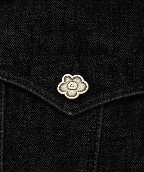 Women's Velvet Denim Tracker Jacket Black