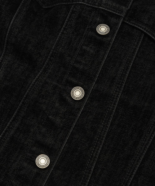 Women's Velvet Denim Tracker Jacket Black